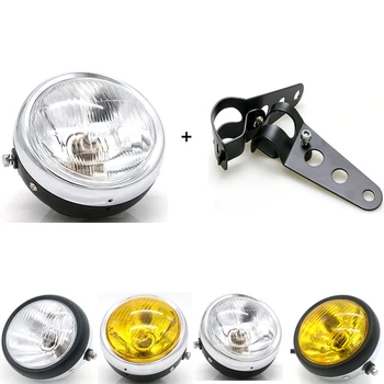 

DC 12V Motorcycle Headlamp for GN/CG 125 Motorbike Retro Black Front Light Universal Scooter Refit Headlight Motor Round Lights