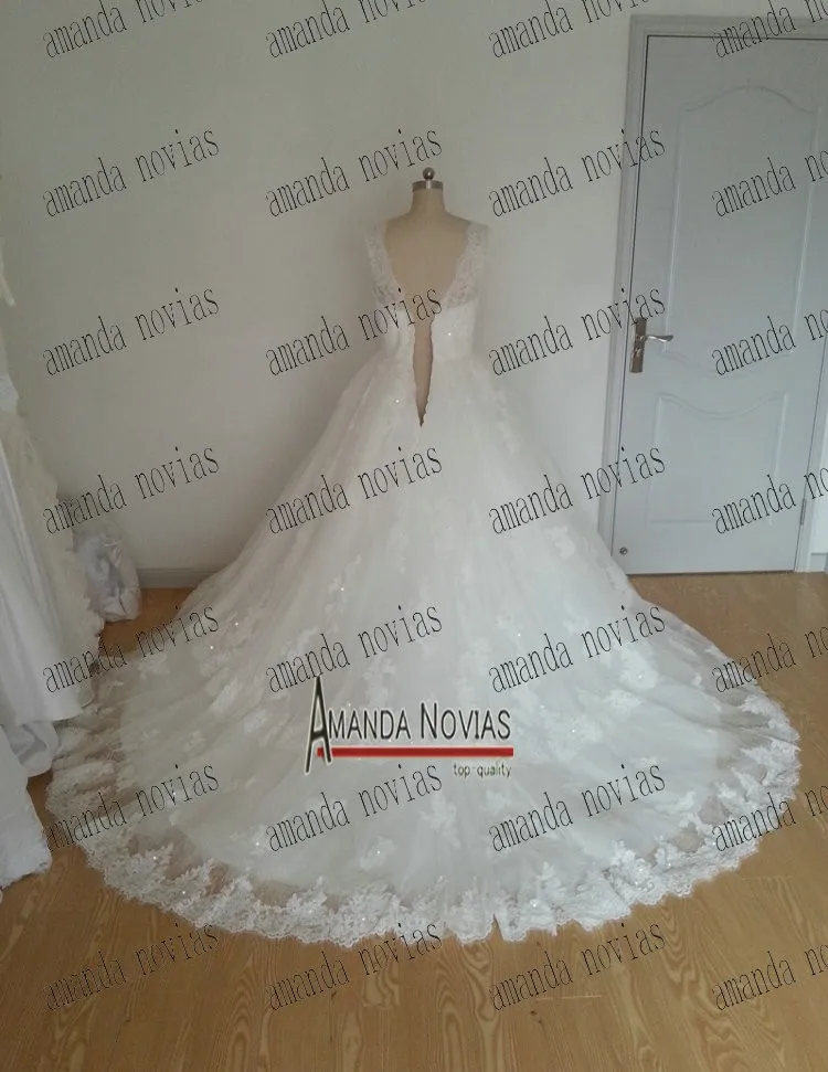 Новое поступление Аманда новиас классическое кружевное роскошное бальное платье свадебное платье N759