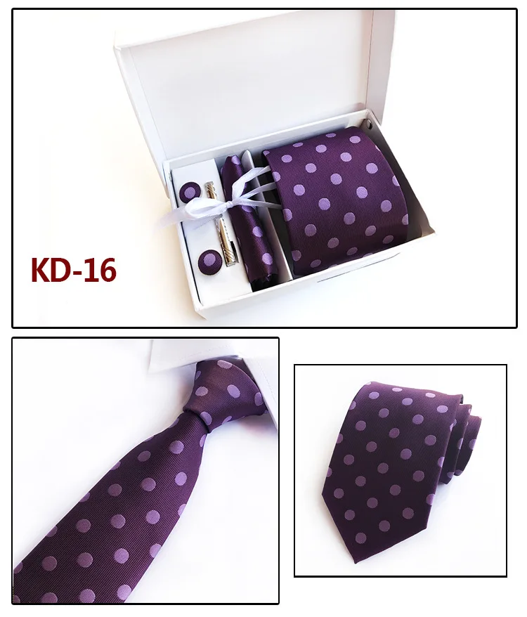 Модный классический многоцветный галстук в горошек с волнистым узором, набор галстуков/квадратных шарфов/Запонки, деловые костюмы