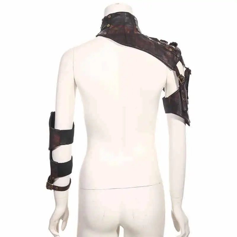 CORZZET Brown PU Leather Rivet Arm Buckled Armor Warmer Corsets & Bustiers Steampunk Gothic Accessories For Cosplay Halloween