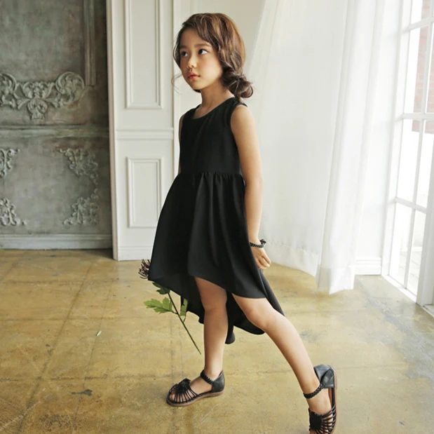 cute solid black kids dresses for girls summer dress 2017 children