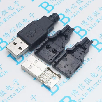 

A public - welded wire - type USB A - type USB A - type 4p4-wire plastic shell rapid shell - head three-piece set