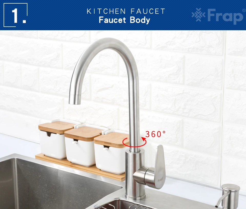 FRAP kitchen faucets stainless steel kitchen mixer faucet water taps cold and hot water sink faucet grifo cocina