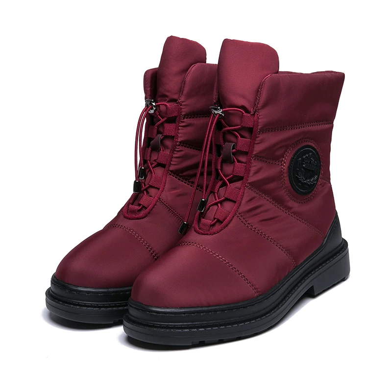 AIMEIGAO High Quality Warm Fur Snow Boots Women Plush Insole Waterproof Boots Platform Heels Red Black Winter Women Boots