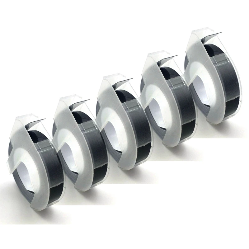 5 шт. для Dymo 3D тисненая пластиковая лента 9 мм * 3 м белый на черном 520109 S0847730 тиснение