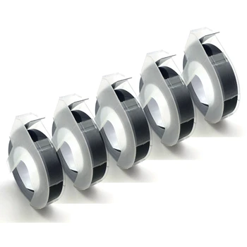 

5pcs For Dymo 3D Embossing Plastic Tape 9mm*3m White on Black 520109 S0847730 for Dymo Embossing Label Makers 12965 12966