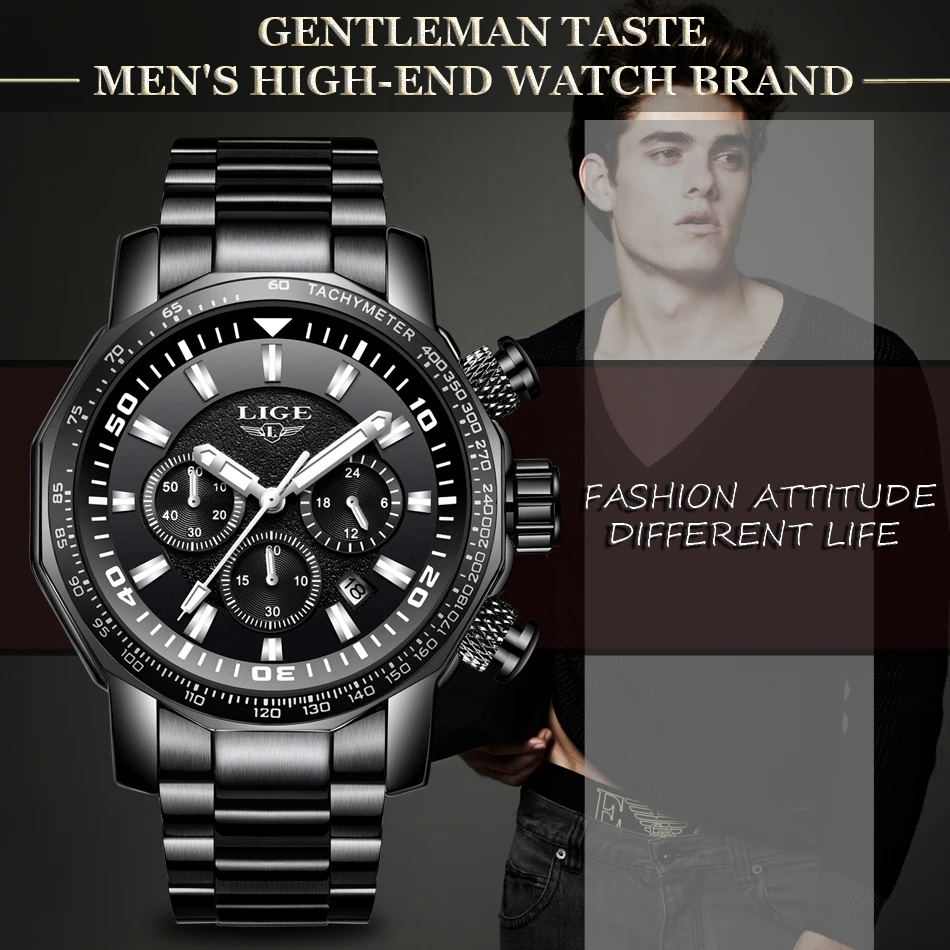LIGE часы для мужчин модные спортивные кварцевые часы для мужчин s часы лучший бренд класса люкс бизнес полный сталь