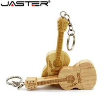 JASTER металлический брелок Натуральный Деревянный бамбуковая гитара модель usb флеш-накопитель Флешка 4 ГБ 16 ГБ 32 ГБ 64 Гб карта памяти палочка для создания логотипа на заказ