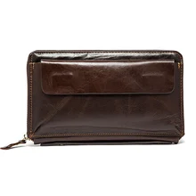 Vintage Men s Long Wallet Men Genuine Leather Clutch Wallets Purses First Layer Real Leather