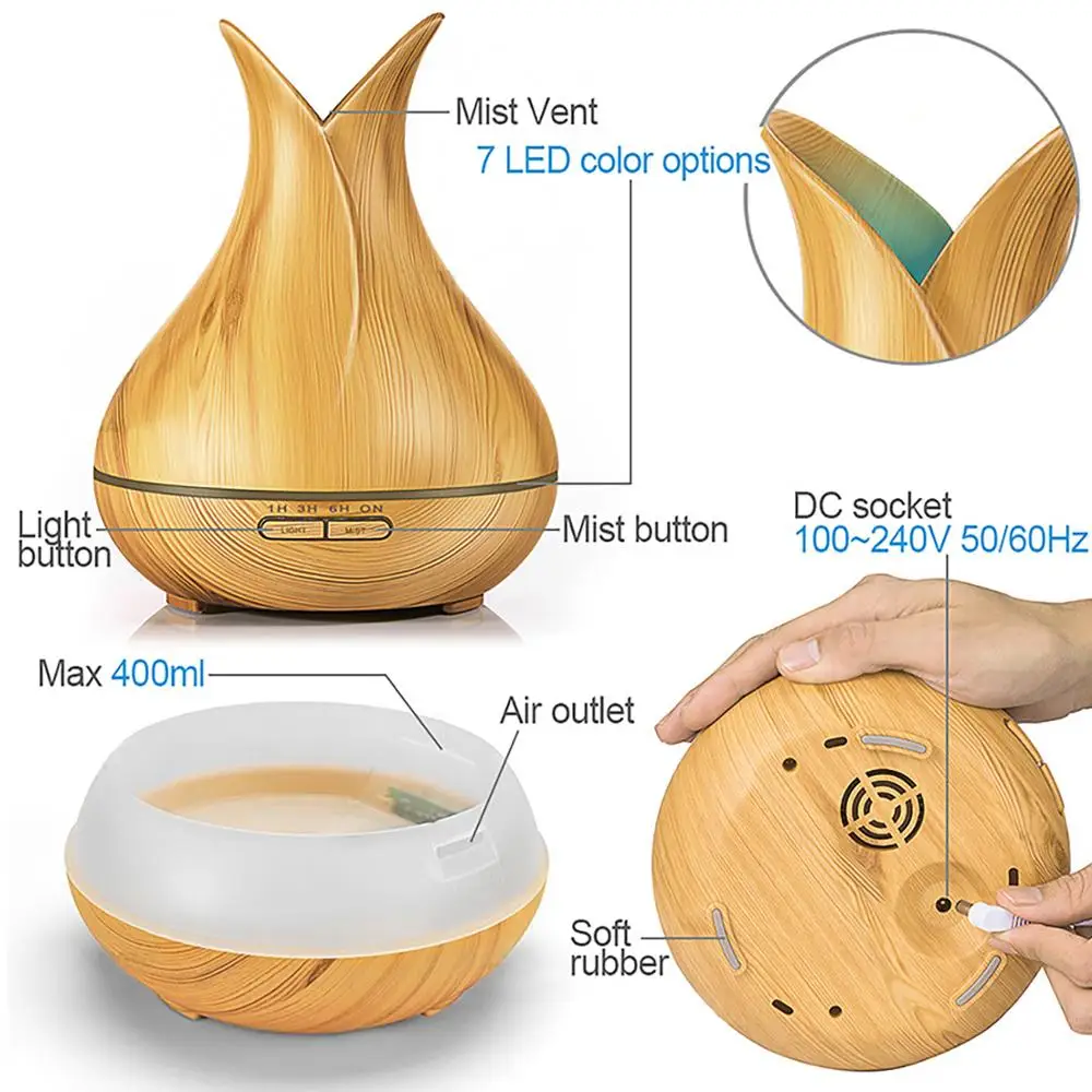 400 мл Электрический пульт дистанционного Управление арома-диффузор для эфирных масел, лепесток увлажнитель воздуха для автомобиля, Офис с