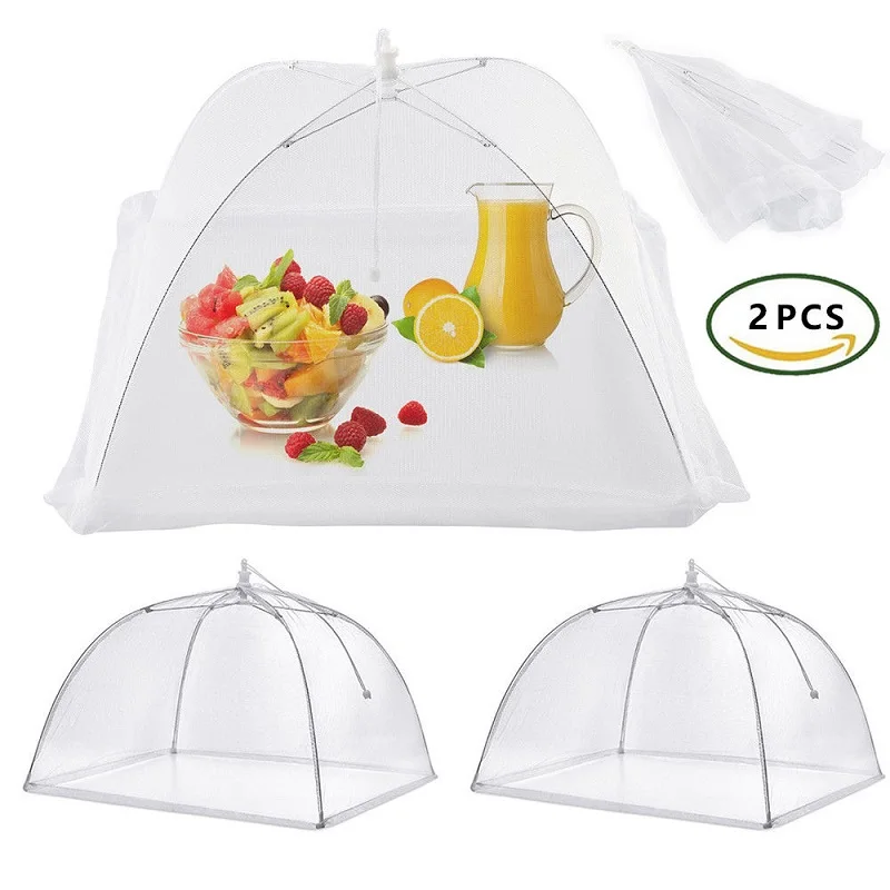 

2pcs Food Cover Tent Umbrella Anti Fly Mosquito Reusable and Collapsible Outdoor Picnic Food Covers Table Mesh Food Cover Net