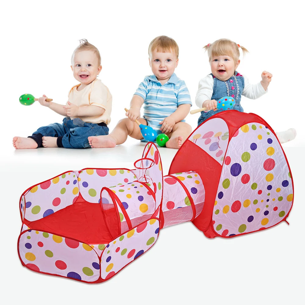 

Foldable Pool-Tube-Teepee 3pcs Pop-up Play Tent Toy Children Playing Tunnel Kids Camping Gaming House Outdoor Sports Playhouse