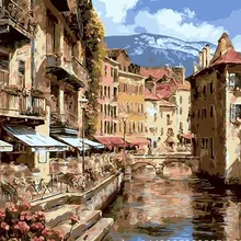 Пейзаж живопись по номерам на холсте в рамке настенная живопись для гостиной 40X50 см Раскраска по номерам украшение дома живопись