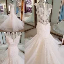 LS17006 Sexy mermaid font b wedding b font font b dress b font see through back
