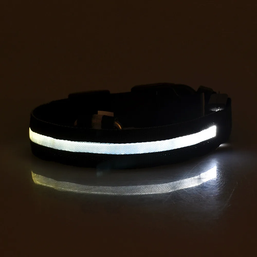 Nylon Solid LED Dog Collar Glow Necklace Safety Pet Collar For Lighted Up Pet Loves collier de