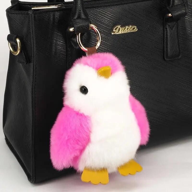 

Original New Rabbit Fur Pompom Pompom Women Trinket Penguin Keychain Gift Jewelry Doll Key Ring Bag Key Ring Female Rabbit Fur