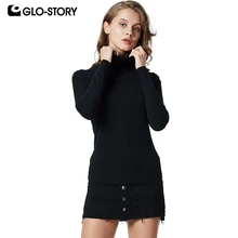 GLO-STORY, минималистичный стиль, базовая водолазка, Женский пуловер, свитер, однотонное разноцветное нижнее белье, трикотажные топы, зимние WMY-8446