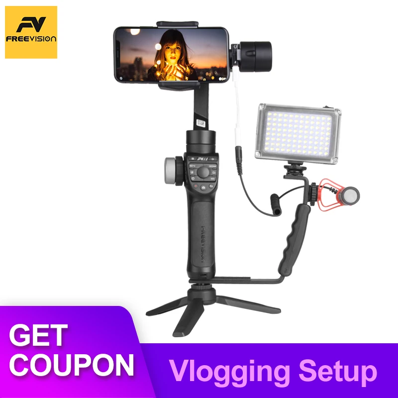 

Freevision Vilta-m Pro 3-axis Handheld Gimbal Stabilizer Steady for Phone gopro hero 7 DJI Osmo action camera pk zhiyun smooth 4