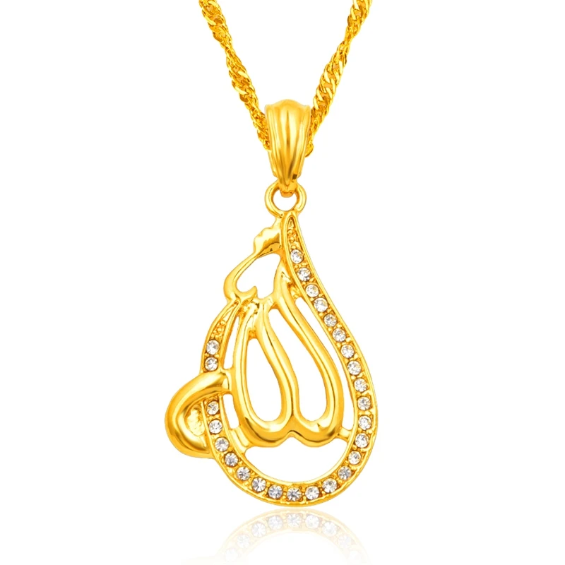 NEW Arabic Women Islamic Muslim God Allah Gold-color Charm Pendant Necklace Jewelry Ramadan Gift