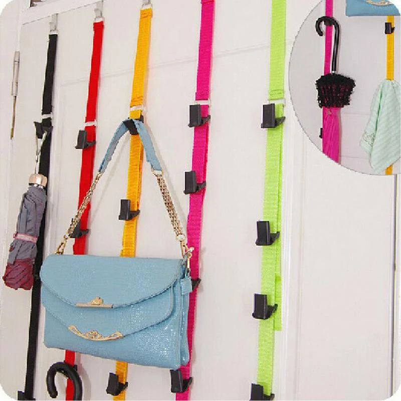 

New 8-Hooks Handbag Bag Holder Shelf Hanger Baseball Cap Rack Hat Holder Rack Storage Organizer Adjustable Door Back Lanyard