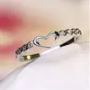 Huitan-anillo de compromiso con forma de corazón amor para mujer, sortija Simple, plata, con circonita cúbica ► Foto 3/6