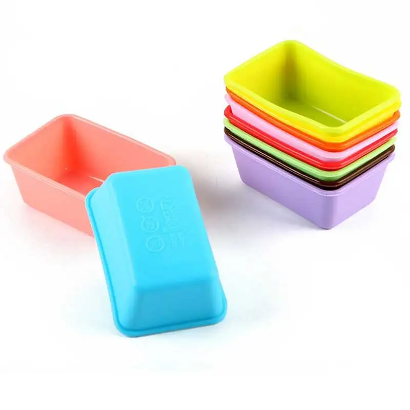Buy 6pcs rectangle Silicone Cupcake Baking Cup Mold
