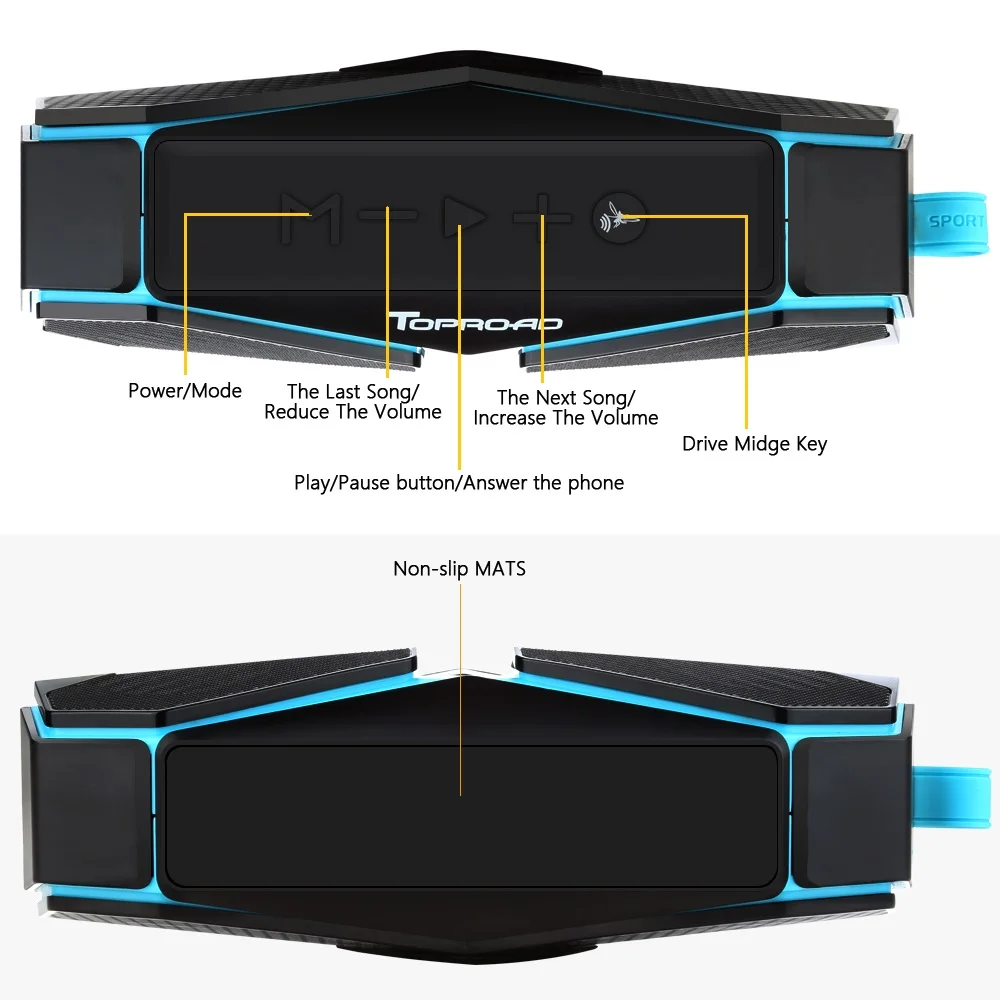 TOPROAD IPx7 водонепроницаемый Bluetooth динамик, противомоскитная защита, открытый динамик s, беспроводной стерео басовый музыкальный плеер, поддержка TF AUX