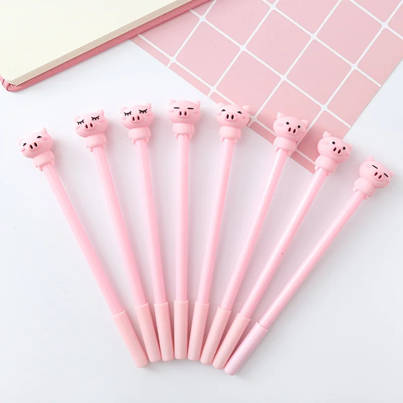 

40pcs Gel Pen Kawaii Pink Pig 0.05mm Stationery Black Ink Pen Office Material Office Material School Supplies Escolar Papelaria