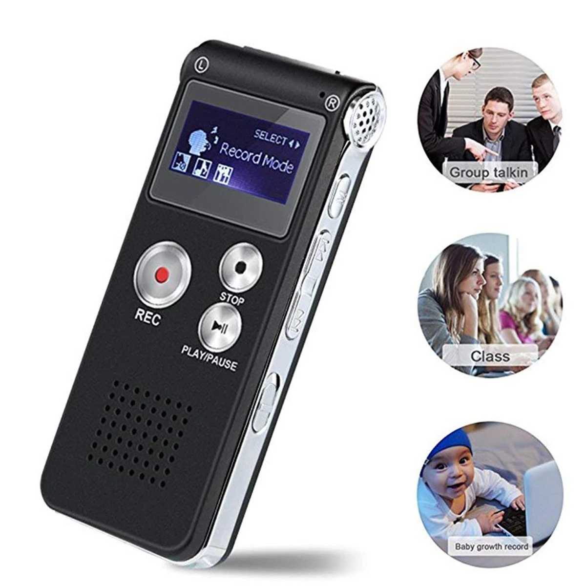 

8GB Rechargeable Steel Digital Sound Voice Recorder Dictaphone MP3 Player Record