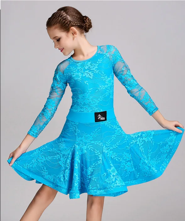 Детские платья для бальных танцев с длинным рукавом и кружевной сеткой; детская сексуальная юбка для сальсы и Танго; детское платье для латинских танцев для девочек