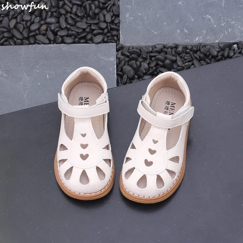 

2018 New Summer Style Children Sandals for Girls Hollow Out Genuine Leather Princess Shoes Kids Beach Sandals Baby Toddler Shoes
