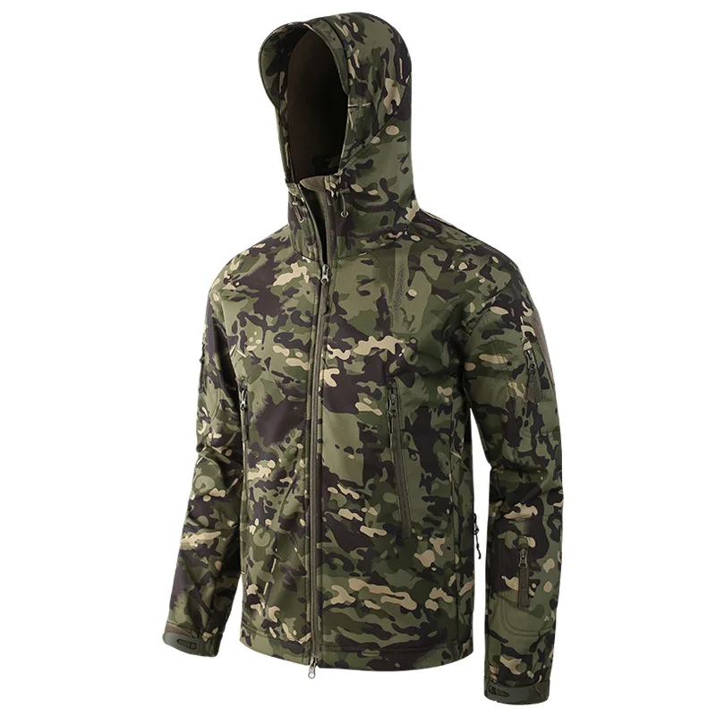 Военная Мужская тактическая куртка из мягкой кожи акулы 4xl, Мужская армейская водонепроницаемая ветрозащитная Боевая куртка TAD, Мужское пальто BF01 - Цвет: green CP