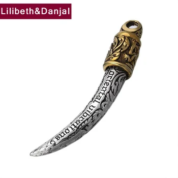 

2019 Vintage Pendant 100% 925 Sterling silver Jewelry Men Women Carved Wolf Tooth Letter Necklace Pendant Charm LOVE Gift P93