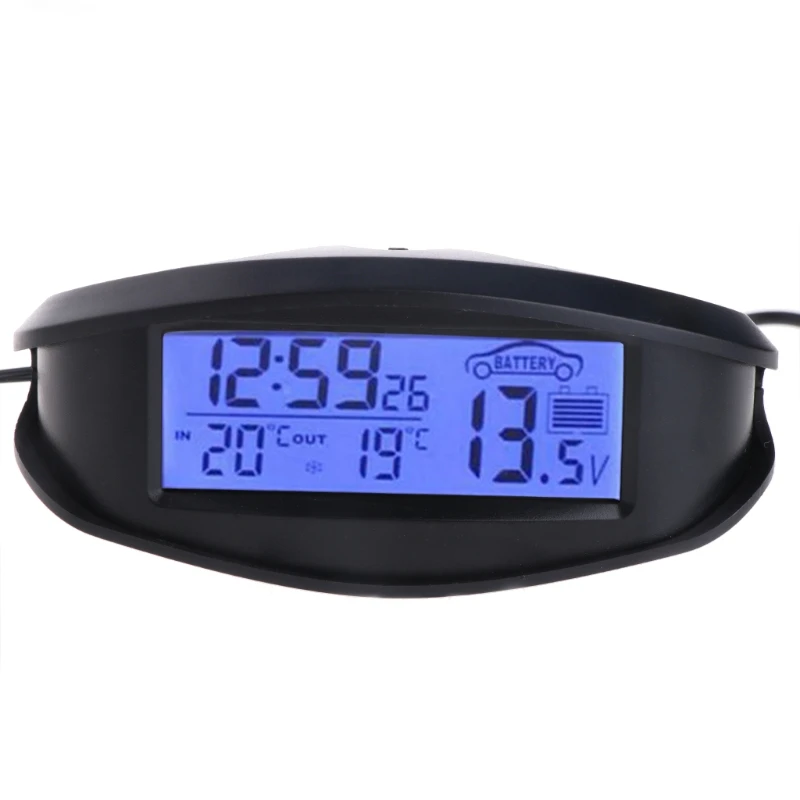 Цифровой автомобильный термометр, световой светодиодный, настольные часы, для помещений/улицы, термометры, вольтметр, время, AlarmBlue, оранжевая подсветка, EC98