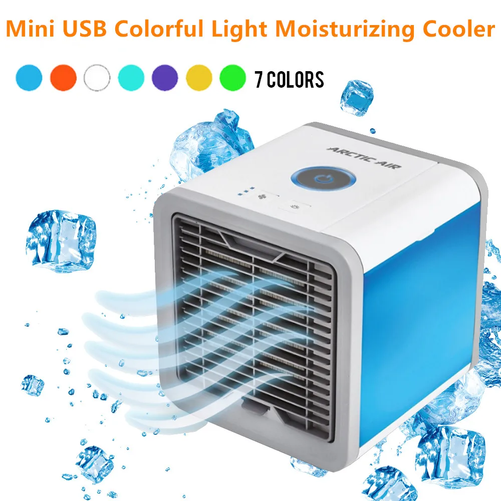 

USB mini portable conditioning humidifier spray refrigeration LED7 color lamp desktop air cooling fan cold air office home