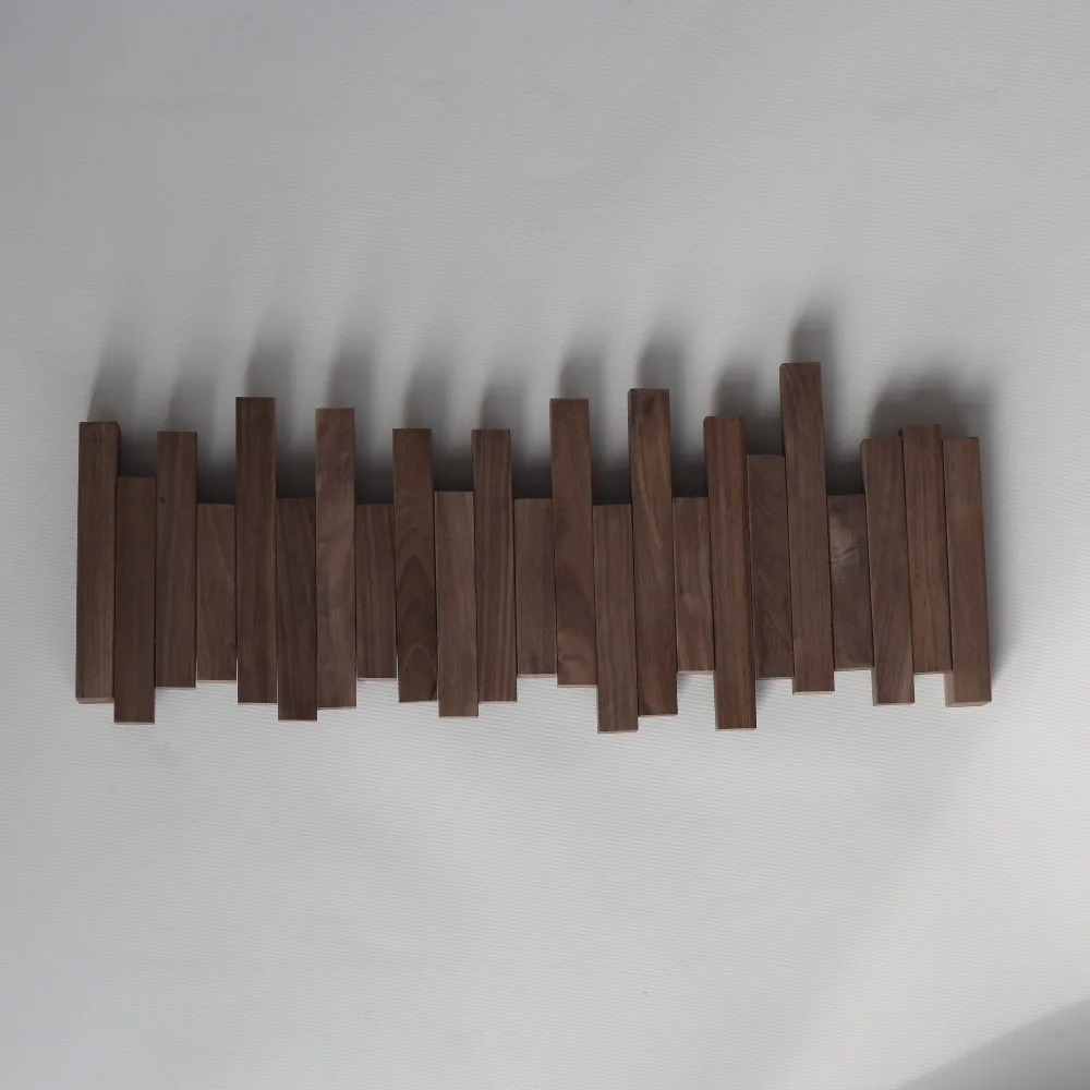 Solid wood  Decorative hook  strips for clothes and hats Black Walnut White Oak Wall Creative Invisibility hook