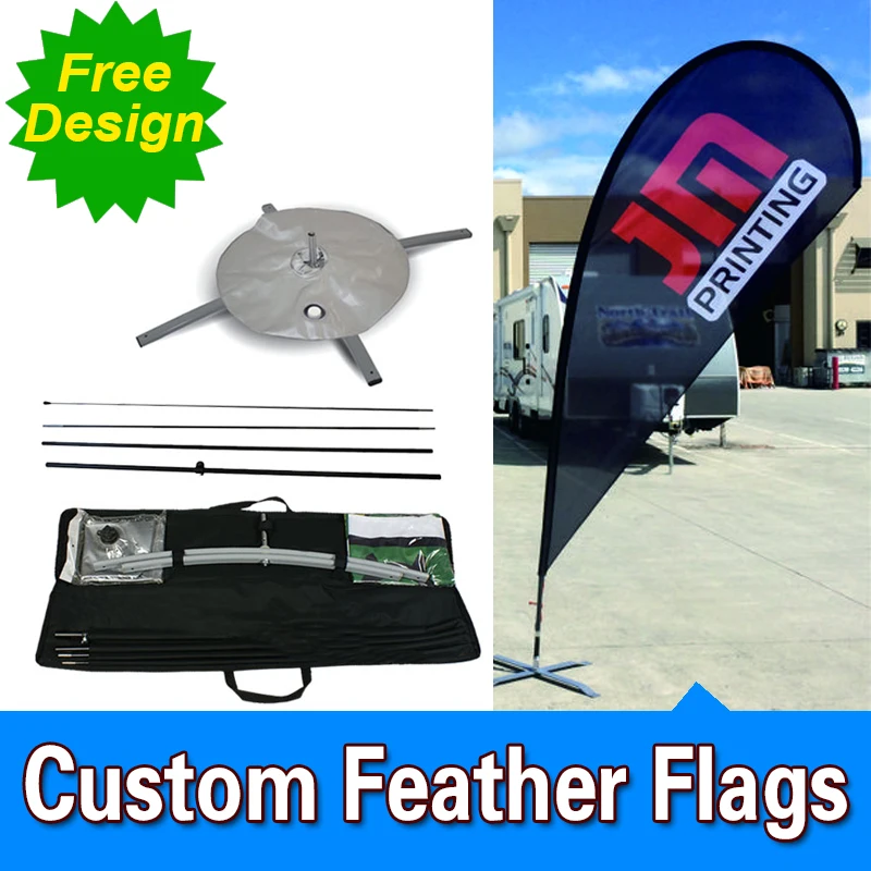 

Free Design Free Shipping Single Sided Cross Base Teardrop Flag Signs Advertising Feather Banner Stands Sail Banners