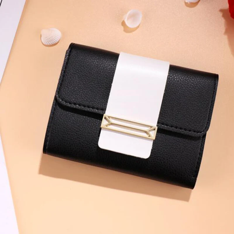 

Contrast Color PU Leather Women Small Wallet Purse Short Designer Ladies Wallets Famous Brand Women Wallet Zipper Coin Pocket