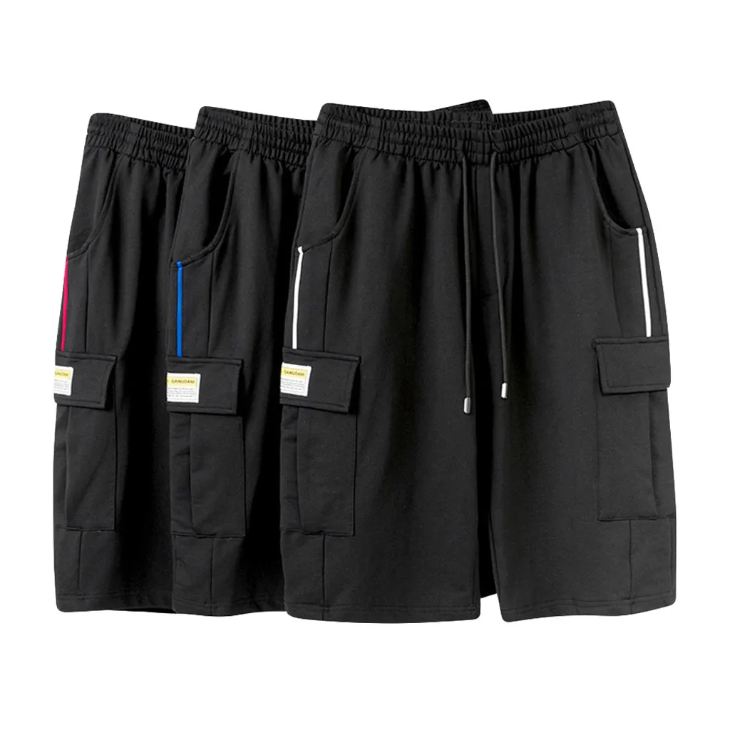 Повседневное летние шорты для мужчин спортивные с резинкой на талии Шорты свободные модные повседневные свободные в стиле пэтчворк больших Размеры спортивные пляжные шорты T406