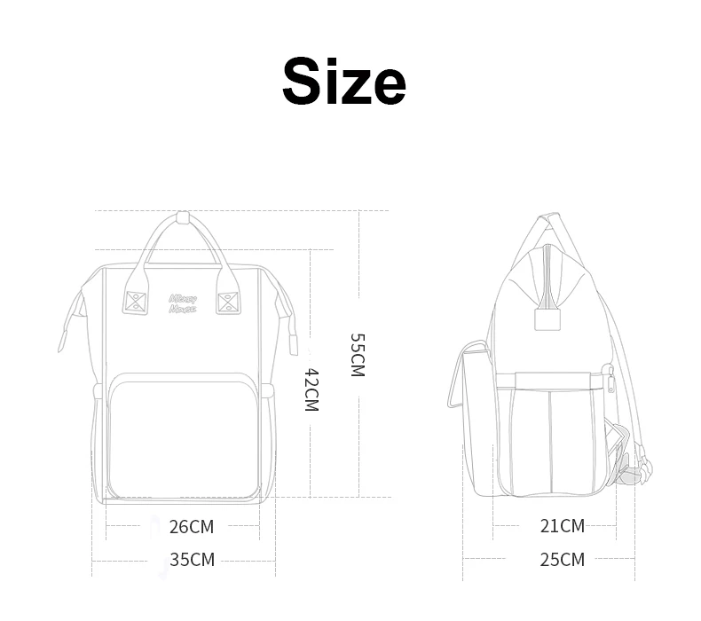 Дисней Минни розовый серия подгузник для беременных сумка USB Отопление сумка для ухода за младенцем Мумия большой емкости подгузник рюкзак
