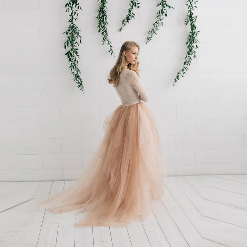 Champagne Personalizada Tulle Larga Picture Marfil Falda Maxi Por Capas Con Nupcial Desnudo Moda De Color Nueva Encargo Faldas Gradas IBxzqXOT