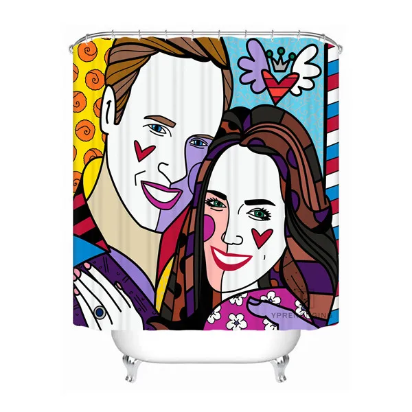 Custom Cartoon Girl Bathroom Acceptable Shower Curtain Polyester Fabric