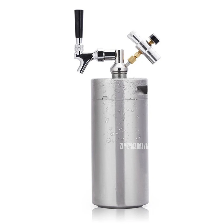 2L/3.6L Stainless Steel Beer Mini Keg Mini Air Pressure Faucet Can Barrel Wine Brewing Tool Bar Nightclub Restaurant Home Use