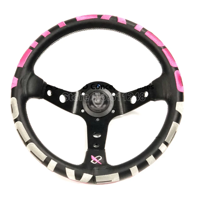 

330MM Genuine Leather Drifting Steering Wheel Car Drift Rally Tuning Racing Sporty Steering Wheel For Vertex 1996 Pink Color