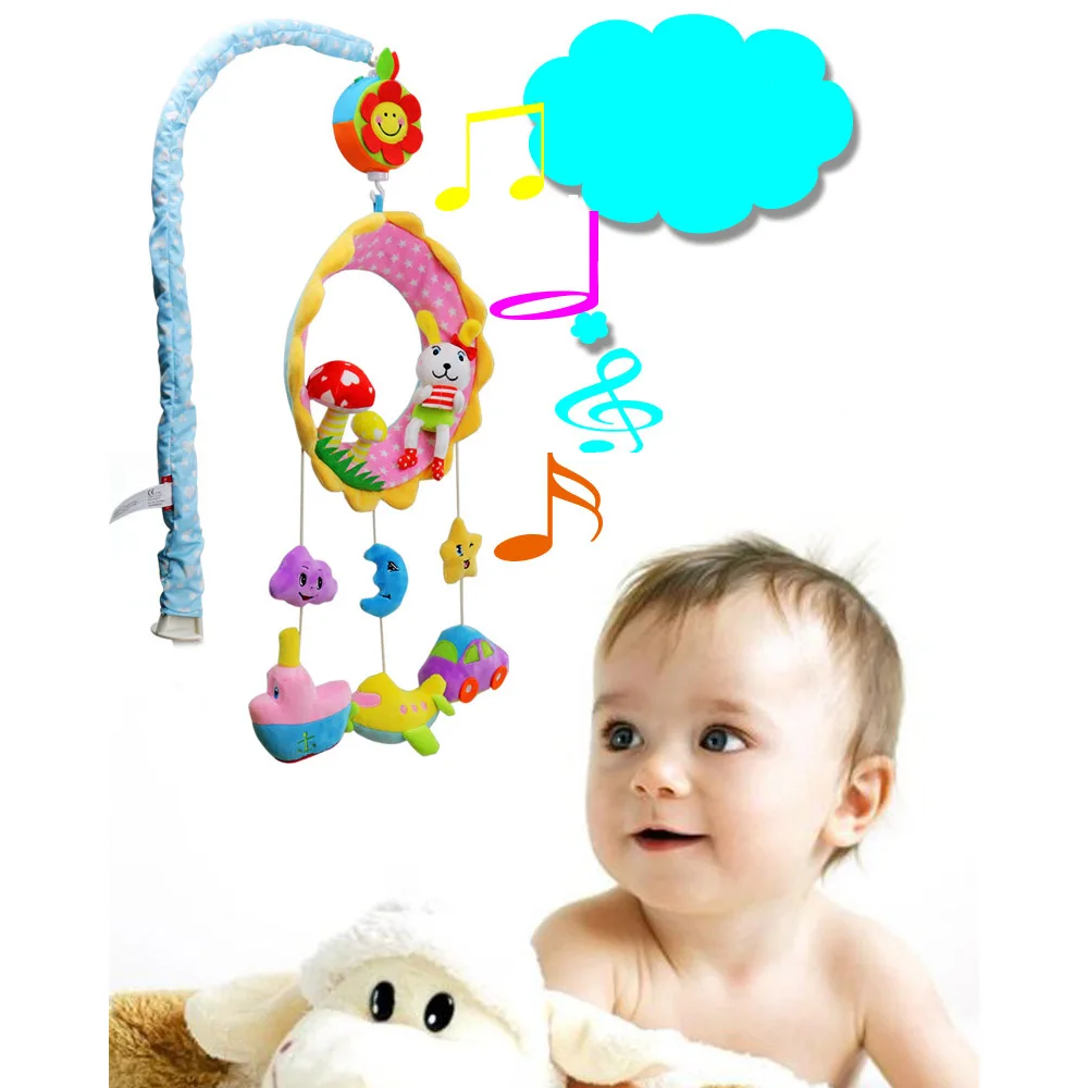 

Newborn Baby Crib Mobile Musical Bed Bell Cartoon Animal Rotate Rattles Early Learning Kids Toy