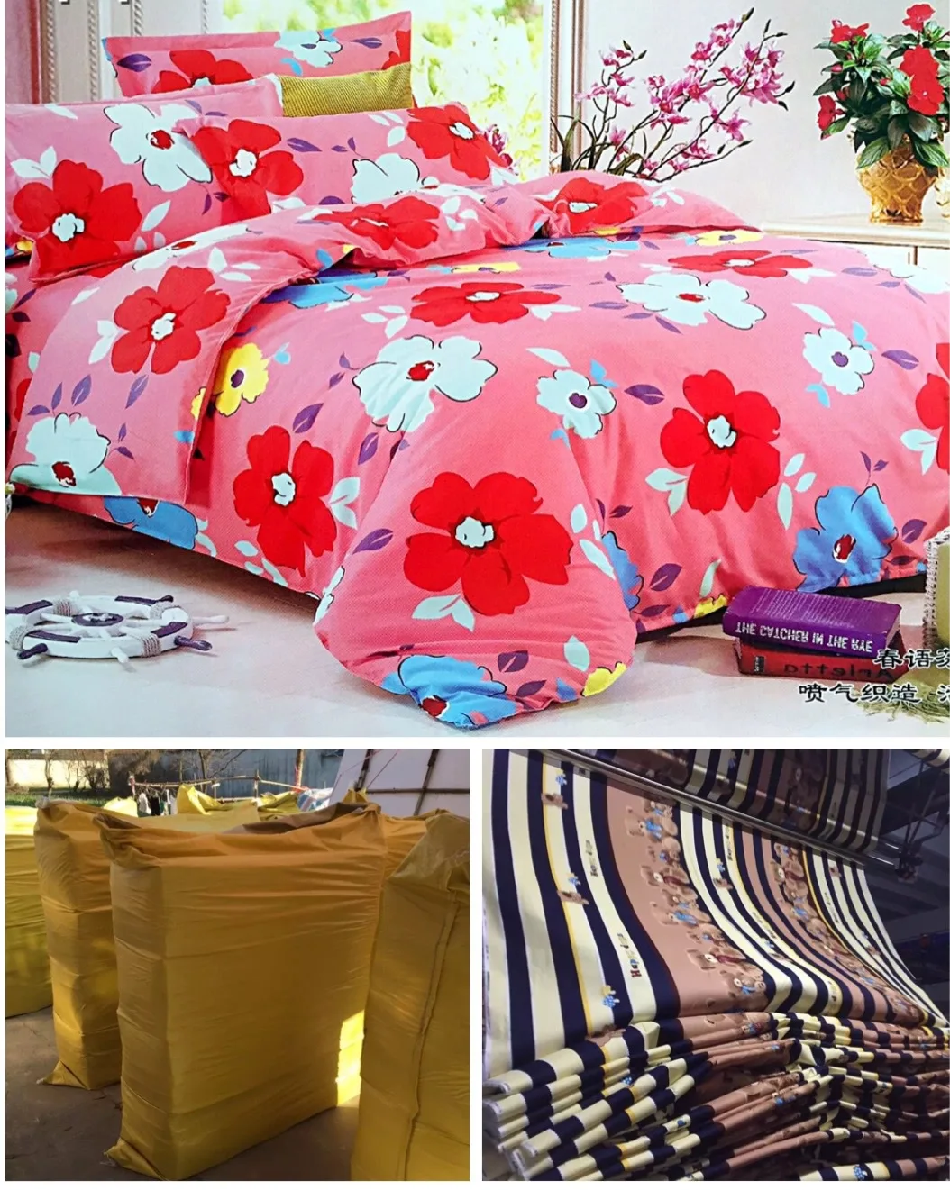 Boutique Textile Printing Bed Sheet Sets Natural Plant Thickened
