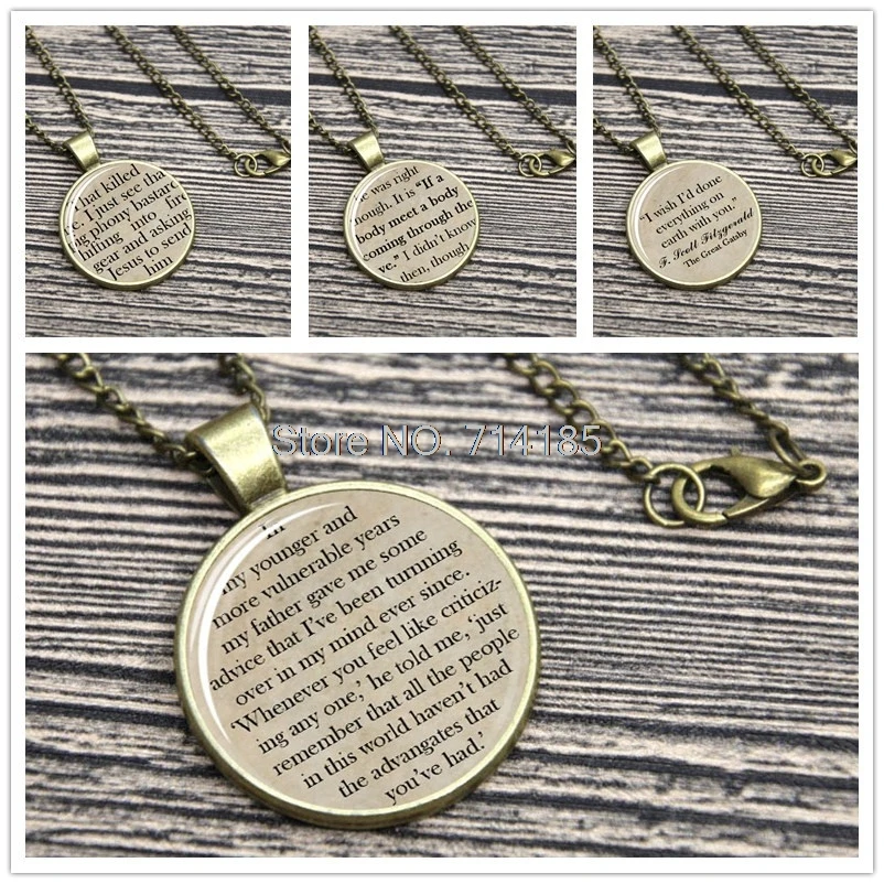 

The Princess Bride Quote Necklace Keyring The Catcher in the Rye The reat atsby F. Fitzgerald J. D. Salinger keychain