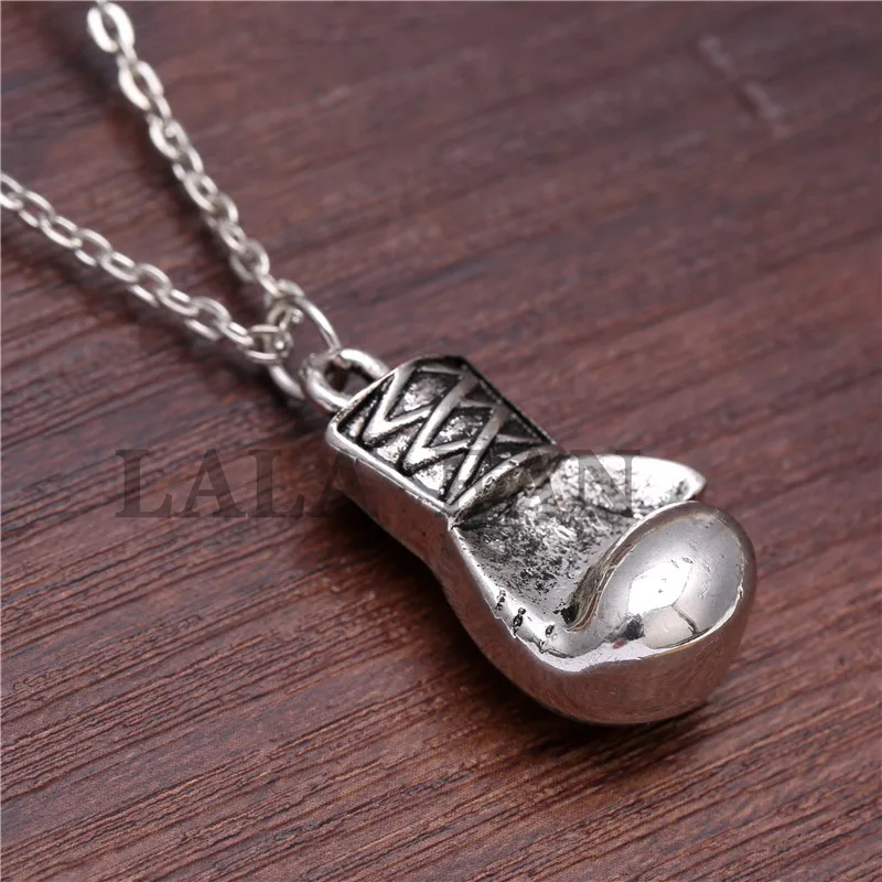 Freeshipping Gold Boxing Glove Pendant and Chain Necklace Rocky