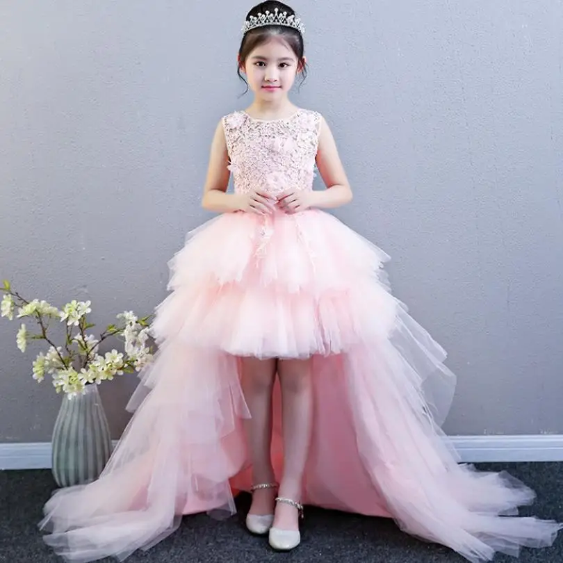 

Luxury Baby Dress Detachable Long Trailing Baby Girl Dresses Ball Gown Flower Girl Dresses for Wedding Kids Evening Gowns Y460