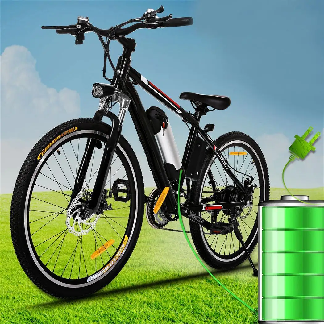 

ANCHEER 26 inch Mountain Bike Electric Bikes Disc Brake Aluminum Alloy Frame Road Bicycle Cycling Black Mechanical Brakes